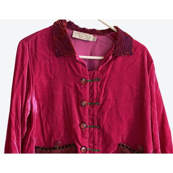 Taylor G Womens Vintage Medium Decorative Blouse Top Fuschia Purple - Picture 2 of 8